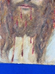 Vintage Watercolor „The Holy Face“ Jesus, Crown of Thorns ~ 14″ x 11″ Unsigned