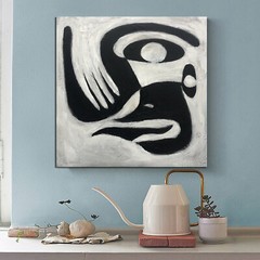 Hand Painted Abstract Oil Painting Face Figurative Black and White Personalized