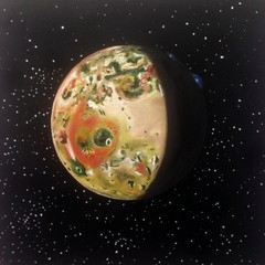 original oil painting, space, astronomy, moons, Io