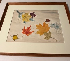 Original Watercolor Autumn Leaves 1950 Vermont Artist Thomas Marimon Johnson