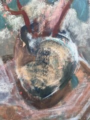 Old Still Life Glass Wine Bottle Plant Oil Painting Signed by Mary Bayne Bugbird