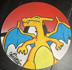 Hand Painted Vinyl Record Graffiti Shortiez Ink Art Pokemon Ball Charmander