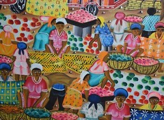 JEANTY JN ROBERT-Haitian Artist-Original Signed Acrylic-Haitian Village Scene