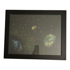 3 Planets In The Galaxy Spray Paint Newspaper Art Painting With Wooden Frame