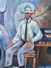 Contemporary Jazz Musician Oil Painting Modern Art Wall Hanging Signed Framed