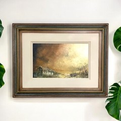 Oliveira Leite Sky & Landscape Brazilian Impressionist Framed Oil Painting 1978