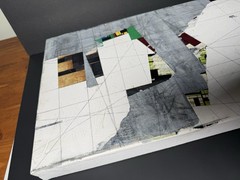 C. Beck Original Collage Geometric Painting On Canvas Signed 24×12 RARE