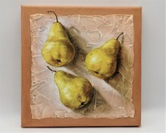 Pear Painting Original Oil Painting Fruit Art Art-deco Pear Still Life 8×8 inch