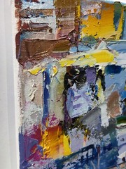 Original oil painting 8″x10″ Abstraction, Contemporary art, Blue, Yellow, sea