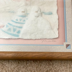 VTG Southwest Theme Original Paper Art Matted & Framed Signed Priscilla 11 x 9
