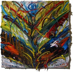 ORIGINAL OIL█PAINTING VINTAGE ART█SIGNED POP█ABSTRACT MODERN ’26 OUTSIDER 12×12″