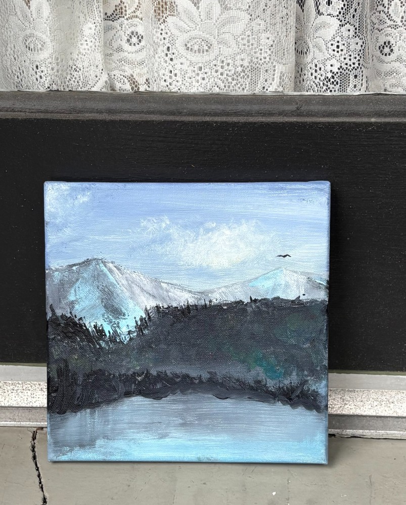 „The Colors of Winter,“ original acrylic painting on canvas by local artist
