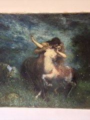 Antique Centaur Centaurs Painting Ferdinand Leeke Large Oil Night Portrait Icon