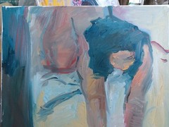 16″x20″ Boudoir Cubism Figure Woman Oil Painting on Canvas Original Signed