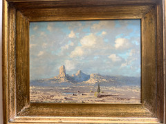 Thomas L. Lewis, Taos. Oil on board, ‚Morning Tranquility‘ desert landscape