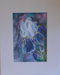 Purple and White Iris – Multimedia painting by Julie Miscera White Matt