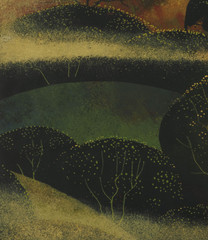 Eyvind Earle „HILLSIDE THROUGH THE FOG“ original oil painting 41cm x 46.5cm