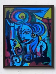 Abstract Woman Acrylic Picasso-Style Original Art 14×11 Canvas