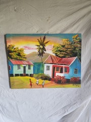 Jerome Taylor Original Acrylic Painting Jamaica Island Folk Art Caribbean Scene