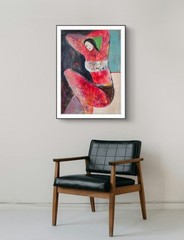 24×18 Original Painting OOAK Abstract Outsider Woman Portrait Figurative
