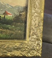 ATQ Miniature Impressionist Oil Canvas 9.5”X11 5/8” Landscape Gesso Signed Meert