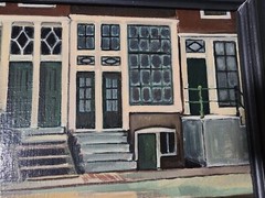Painting by Michiel Schrijver Amsterdam Canal Street Scene Reflection in Water