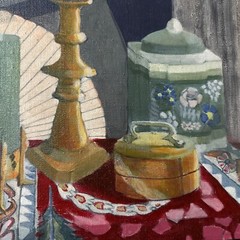 Mid Century Oil Painting Still Life Reflection, Shadow, Light 1971 Dennis Gareis