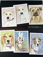 ACEO Custom Pet Portrait Painting Original Watercolor Acrylic Kristie Tolbert