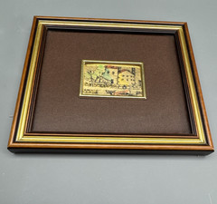 Vintage Italian Foglia Oro 22kt Gold Leaf Landscape Hand Painting