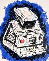 Original 11×14 Acrylic Canvas Vintage Polaroid SX-70 Camera Pop Art Painting