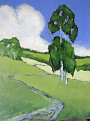 Lynne French Art CALIFORNIA EUCALYPTUS HILLS Signed Landscape O/C Painting 8X10