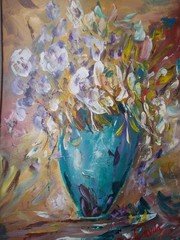 Original „Impeccable Floral“ intuitive impressionistic oil painting by Davila