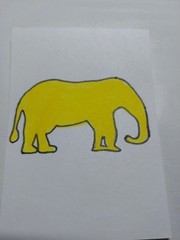 Yellow Elephant Original Artwork Home Decor Gift miniature small ACEO 3.5 INCH