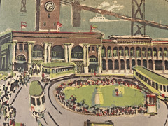 Marion Cunningham Framed Silk Screen Painting San Francisco Bridge 1945