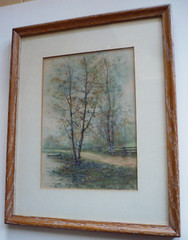 RAPHAEL SENSEMAN, LISTED WATERCOLOR OLD PAINTING IMPRESSIONIST BOAT RIVER NATURE