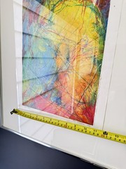 Cathy Hilliard Signed Abstract Painting 1994 Matted & Framed 25 x 13 in