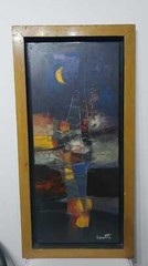 Very Rare Antique Oil Painting Masonite „in the manner of“ ROBERTO MATTA