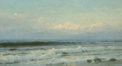 Oil Painting repro William Trost Richards Shoreline with Distant Mountains