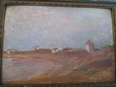 Antique Oil Painting Impressionist Landscape Signed Framed Miniature On Panel