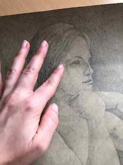 1990s VTG ORIGINAL Female Figurative Portrait Graphite Pencil Drawing Sketch art