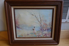 Alfred Du Pont Oil Painting on Cavas Woman by the Lake Framed with Appraisal