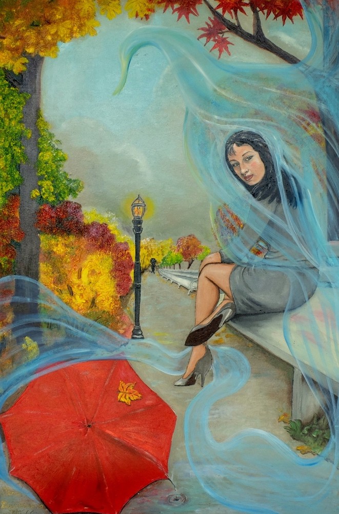 „Umbrella 2″ – Art, Painting, Giclee on Canvas 22″x33“ by Yelena Berzon