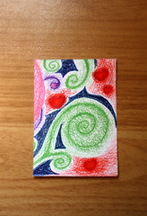 ACEO original art card graphic illustration 2.5 x 3.5 colored pencil „Whimsy #1“