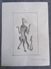 LEONORA CARRINGTON painting drawing on old paper signed stamped