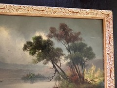 Antique William Merritt Post Original Oil Painting Signed W Post Landscape Board