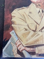 VTG 1944 WWII General Eisenhower Portrait x War Bonds Canvas Oil Painting Board