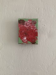 One of One Abstract Roses Floral Painting on Canvas, Small Unframed Single Piece
