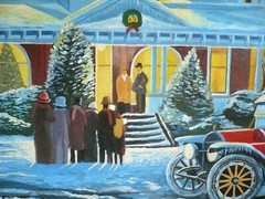 HOWARD SEGAR, VINTAGE XMAS CHRISTMAS CAROLERS SNOWY WINTER HOLIDAY CHARMING OIL