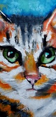 Original Oil Painting Big Cat Wall Art Animal Portrait Kitty Artwork 8×8 inches