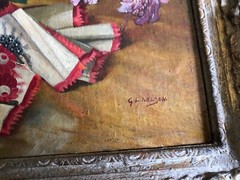 GEORGE L. NELSON VINTAGE OIL ON MASONITE PAINTING 13 1/2″ x 9 1/2″ SIGNED-FRAMED